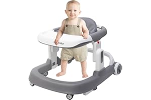 AIRLYA-LIFE Baby Walker, 3-Gear Height Adjustable Foldable Infant Toddler Walker with Foot Pads, Baby Walker with Wheels, Baby Walkers and Activity Center, Baby Walkers for Baby Boys and Baby Girls 6-24 Months