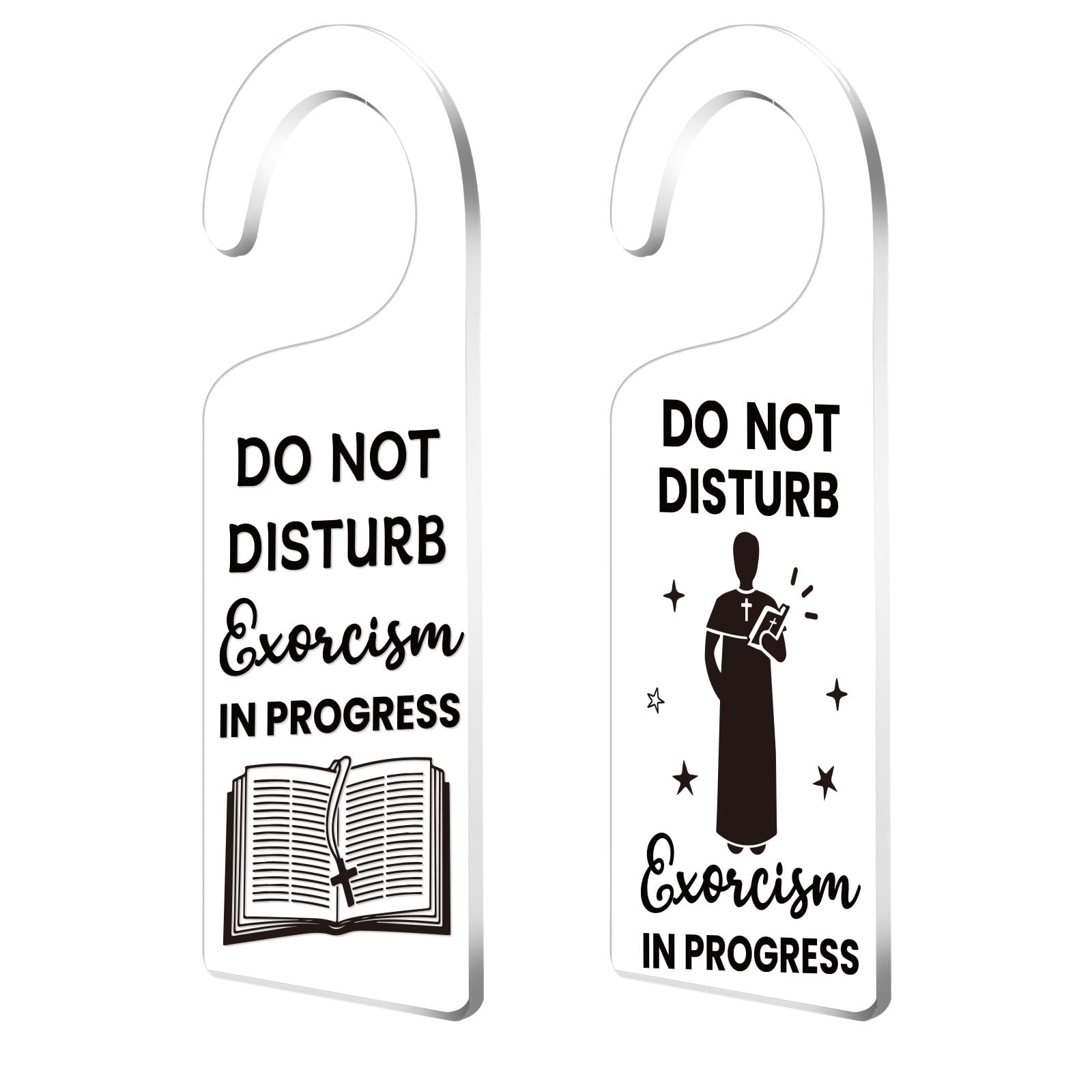 CHGCRAFT 2Pack Do Not Disturb Exorcism in Progress Door Hanger Sign Acrylic Notice Door Hanger Sign Door Handle Hangings Sign for Homework Office Schools Business Conference Room