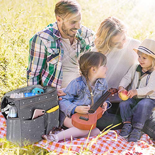 Conleke Stroller Organizer Travel Bag with Shoulder Strap Lightweight Design Storage Pockets for Bottles, Diapers, Toys, Snacks,Essential Stroller Accessory (Dot Pattern) - Thumbnail 5