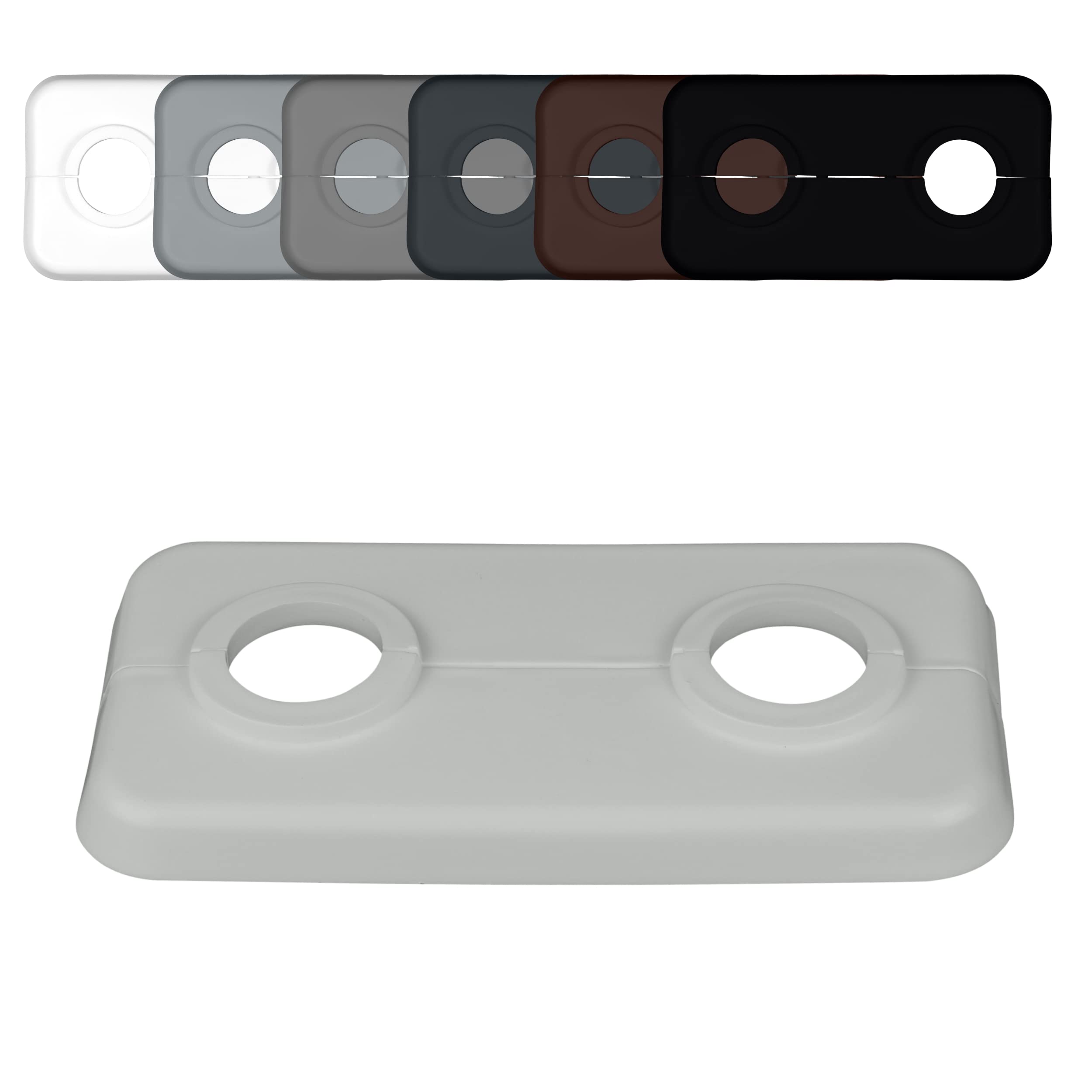 Pack of 3 Pieces Twin Double Radiator Pipe Collars, Light Grey, for Pipe diameters: 15mm 16mm 18mm 21, 3mm; Heating Pipe Hole Covers/Rings/Surrounds/Roses, Plastic (15mm, RAL 7035)