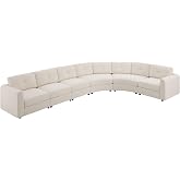 THINK 30 6-Piece Upholstered Curved Modular Sectional Sofa, L-Shaped Modern Sectional Couch with Button Tufted Back, Beige