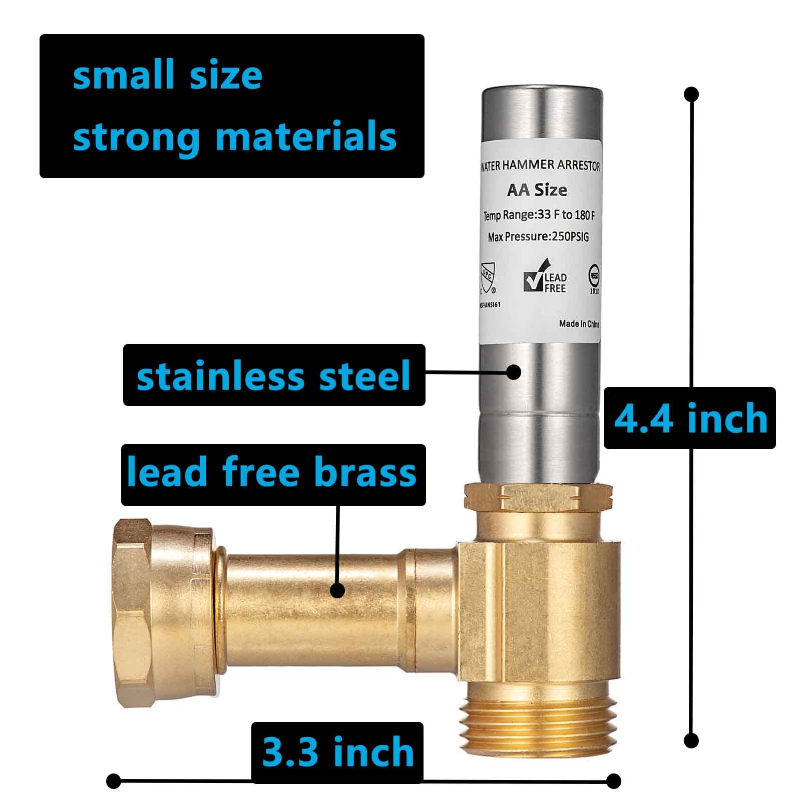 (2 Pack) Lidertik Water Hammer Arrestor Washing Machine 3/4 Absorb Shock and Reduce Noise Laundry Washer Knock Valve Garden Hose Air Inline Sink LI-Dishwasher LI-Y241-11-11-A(2 PACK)