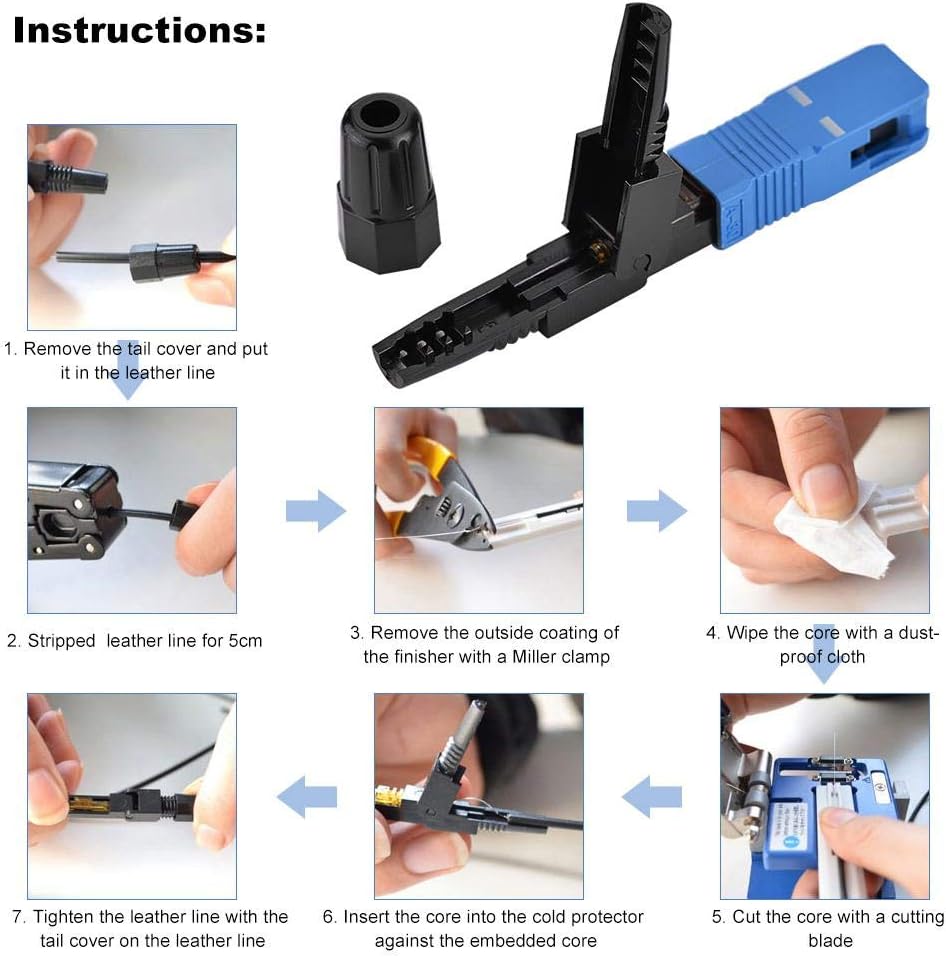 VBESTLIFE 10pcs/lot SC/UPC Single Mode Multimode Optic Fiber Quick Connector Fast Adapter Single Mode for FTTH/ODF - Image 5