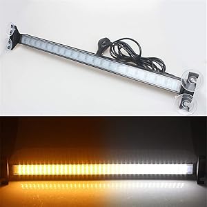 Clidr New Arrival 80 Led Strobe Light Windshield Car Flash Signal Emergency Warning Light Fireman Police Light Bar Beacon Car Truck stroboscopes (white yellow)