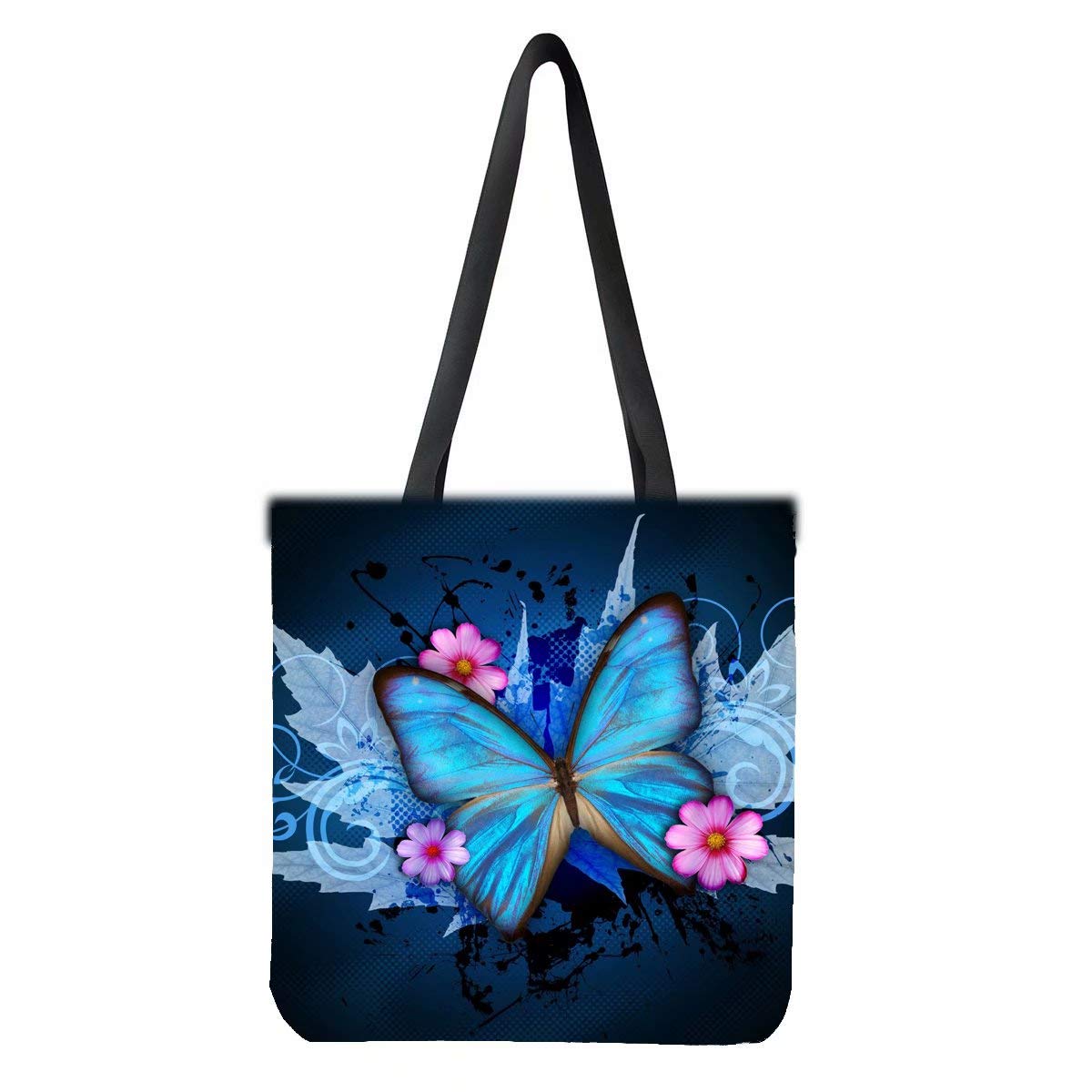 chaqlin Blue Butterfly Canvas Tote Bag Women Fashion Shoulder Handbags with Inner Pocket Reusable Shopping Bags — image 1