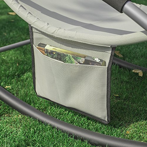 SoBuy OGS28-MIx2 2-er Set Swingliege Schaukelliege Sonnenliege Liegestuhl Gartenliege mit Tasche Gewebe in beige – Bild 6