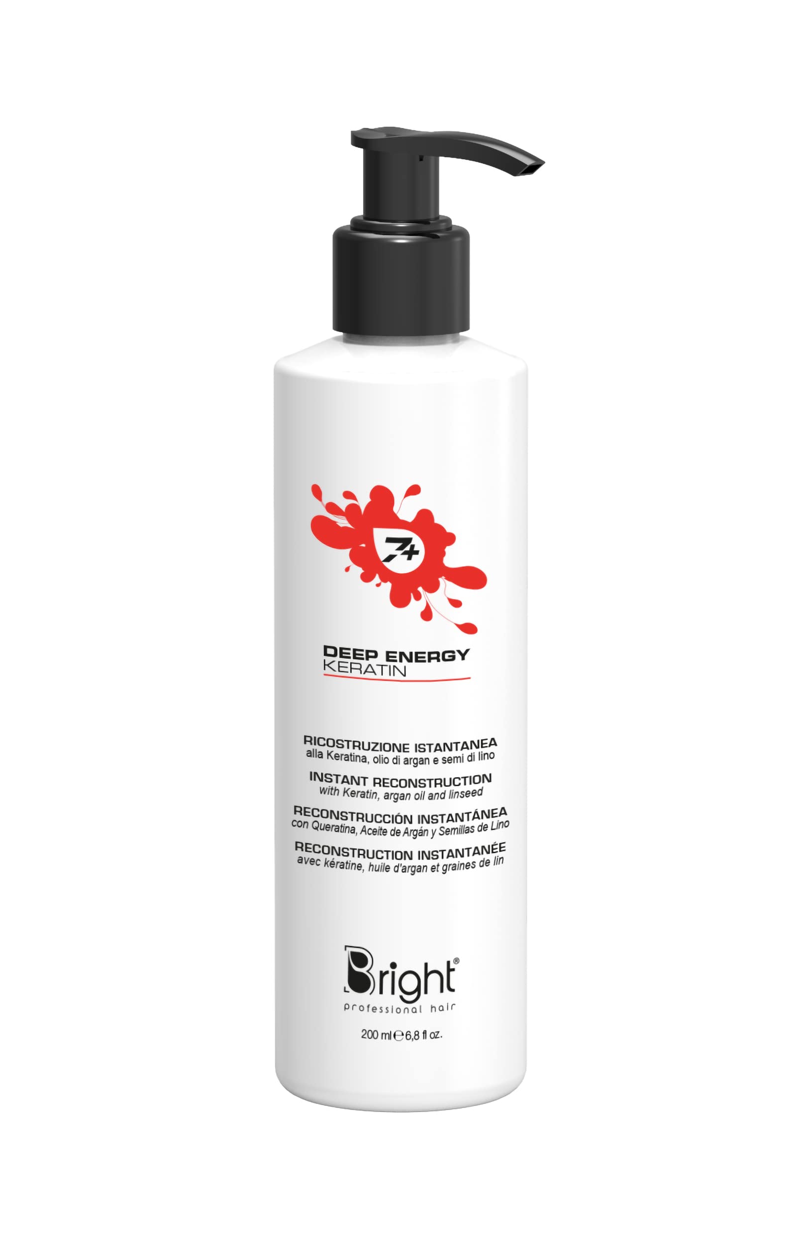 Bright Professional Hair Deep Energy Keratin 200 ml Instant Damaged Hair Reconstruction Keratin Cream for Restructuring Treatment Keratin Straight and Curly Hair Dry and Damaged