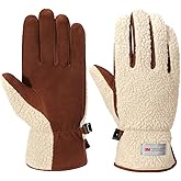 Harssidanzar Men's Sherpa Gloves Thermal Outdoor Gloves Warm Lined For Winter SM041US