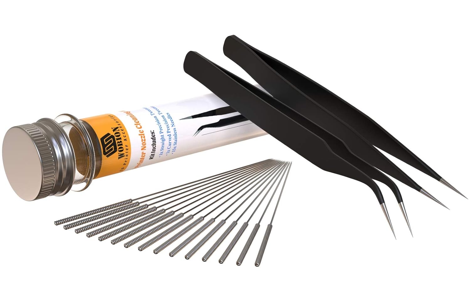 3D Printer Nozzle Cleaning Kit 0.4mm Needles and Tweezers Toolkit