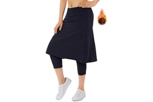 Xioker Women Athletic Knee Length Skirts with Leggings,Skorts Leggings&Skirted Capris Skorts for Women Yoga Pockets