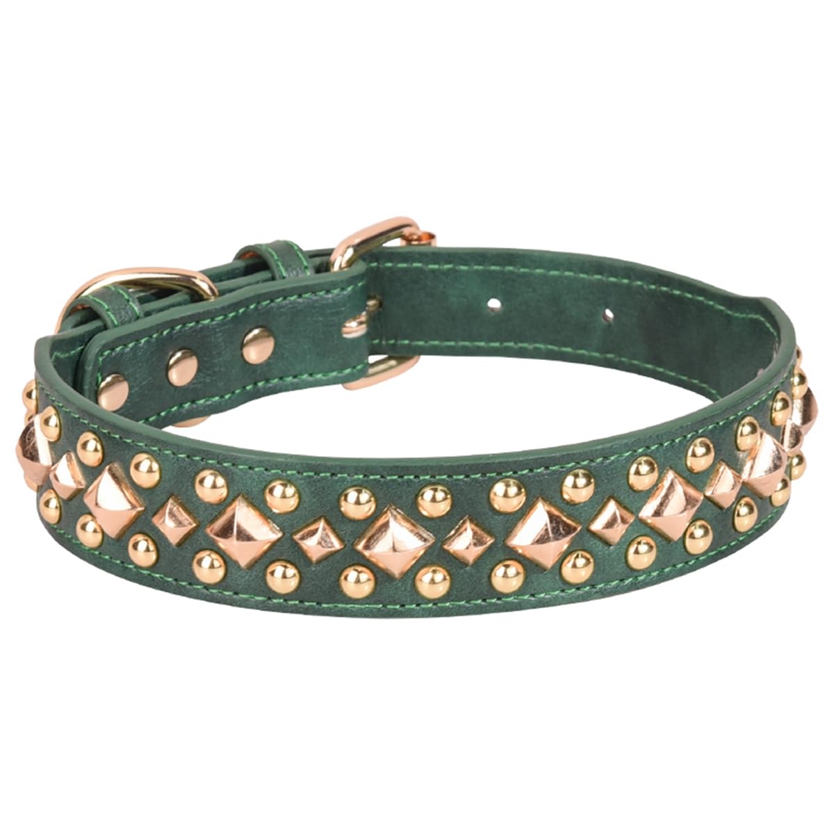 Photo 1 of Serijoars Spiked Dog Collar Soft Pu Leather Mushrooms Rivet Spike Studded Dog Collar Adjustable Puppy Collars (S, Green3)