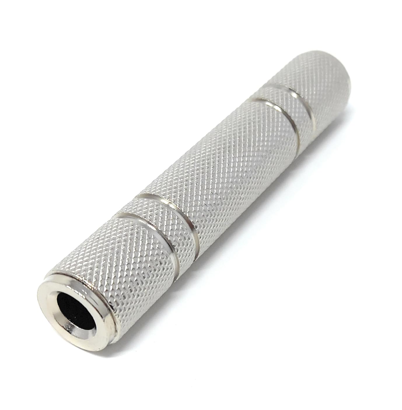 DRUT 1pcs 6.35mm to 6.35mm Stereo Jack Female To Female Adapter Joiner Cable Coupler Gender Changer Nickel Metal (Silver)