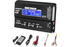 HAISITO Lipo Charger H B6 RC Charger LiPo Battery Balance RC Car Charger Discharger for LiPo/Li-ion/Life Battery(1-6s) NiMH/NiCd (1-15s) RC Hobby Battery Balance Charger 80W 6A XT-60/JST/Deans Connectors