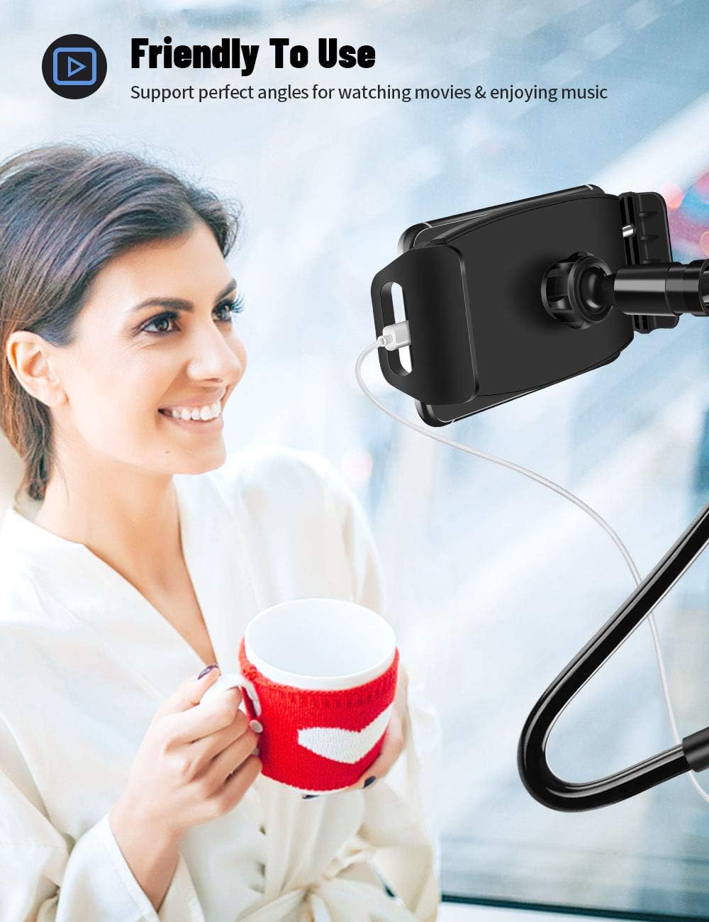 TSRYRLR Gooseneck Tablet Holder,Universal Tablet Stand 360 Flexible