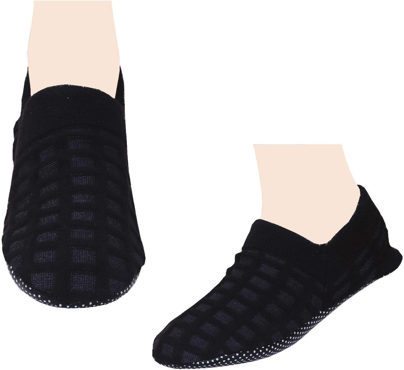Footmate Lightweight Anti-Skid House Shoes, Anti Slip/Skid Rubber Grip Casual House Slipper Socks, Low Cut Socks for Home, Office, Living Room, Bedroom (2 Pair Pack)