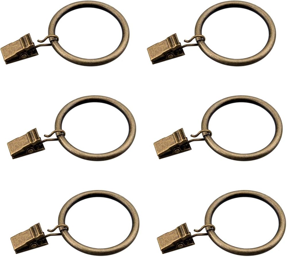 Coideal Bronze Curtain Rings with Clips Set of 30, 3.5 cm Inner Dia Fits Up To
