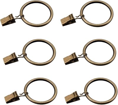 Coideal Bronze Curtain Rings with Clips Set of 30, 3.5 cm Inner Dia Fits Up To