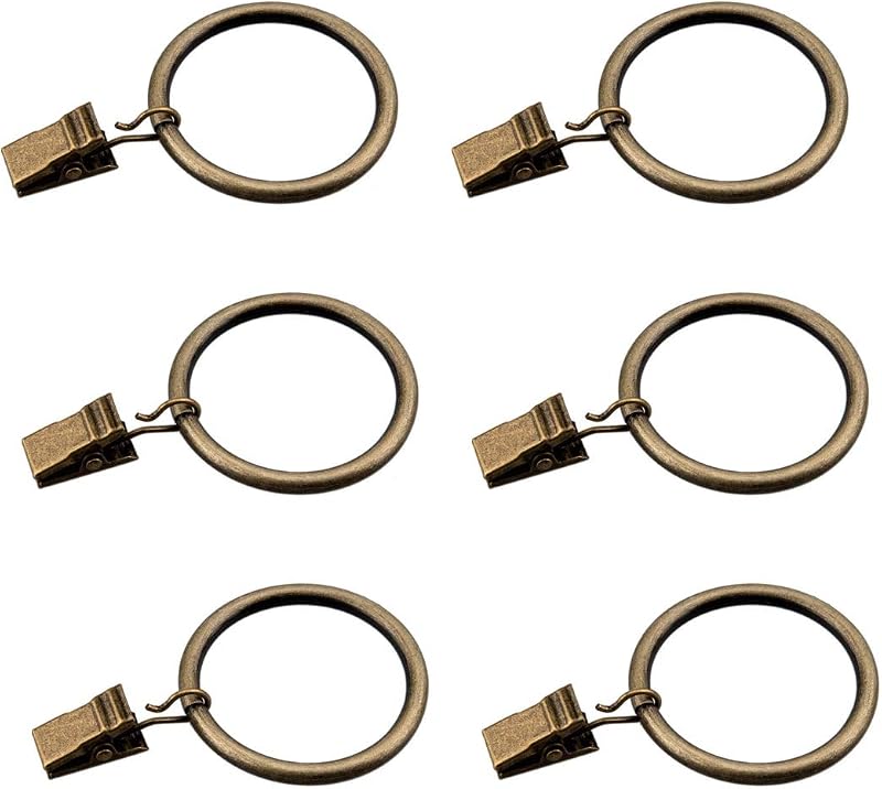 Coideal Bronze Curtain Rings with Clips Set of 30, 3.5 cm Inner Dia Fits Up To