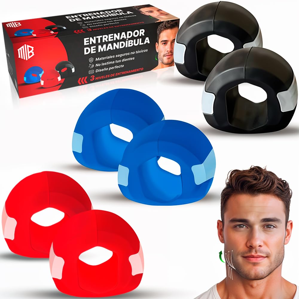 ManiBoom Jaw Exerciser 3 Levels (15-25 kg) - Silicone Front Jawliner for Face and Neck Toning - Jaw Exerciser with Cases
