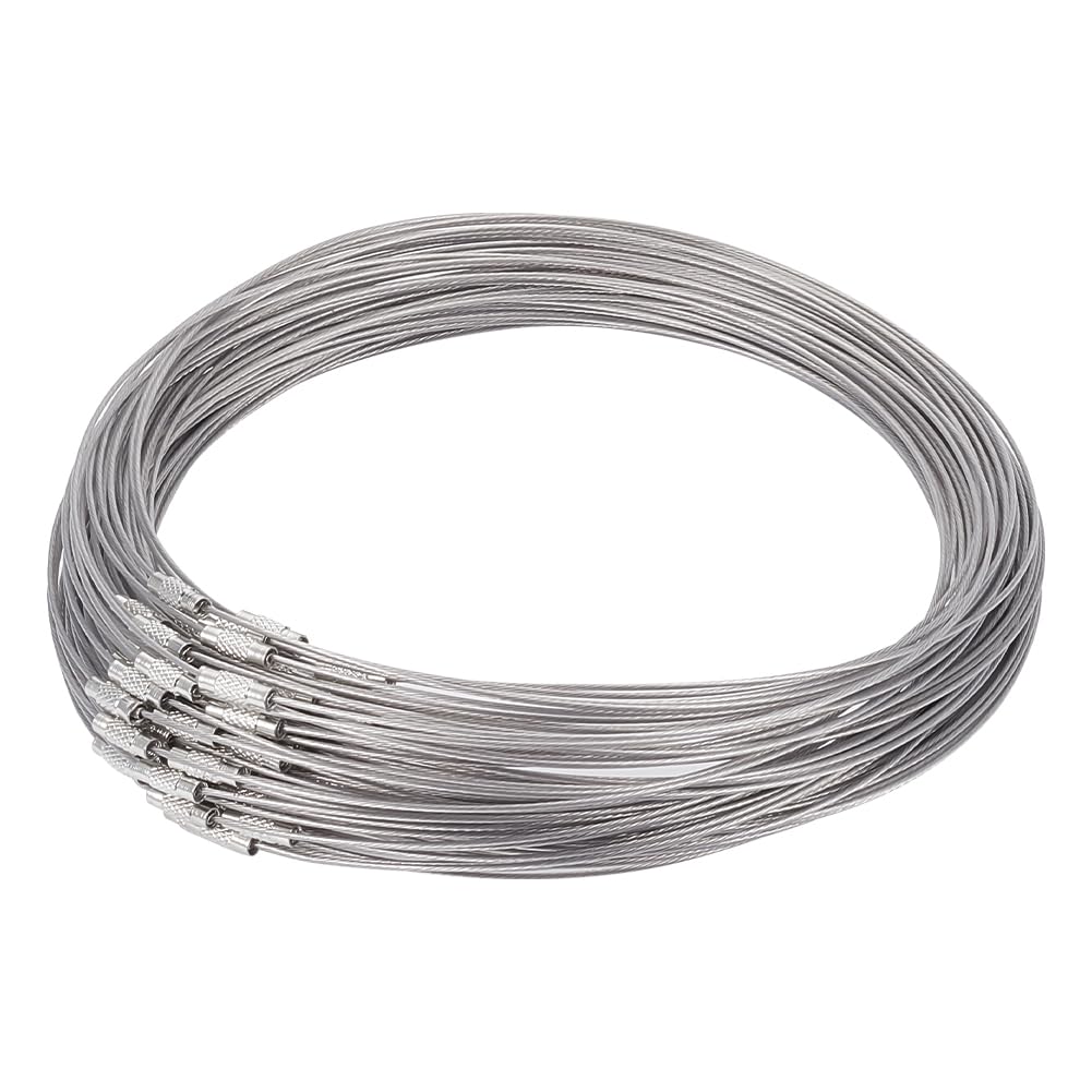 UNICRAFTALE 80 Pieces 44.5 cm DarkGray Stainless Steel Wire Necklace with Brass Screw Clasp for Jewellery Making, Diameter 14.5 mm โ image 1