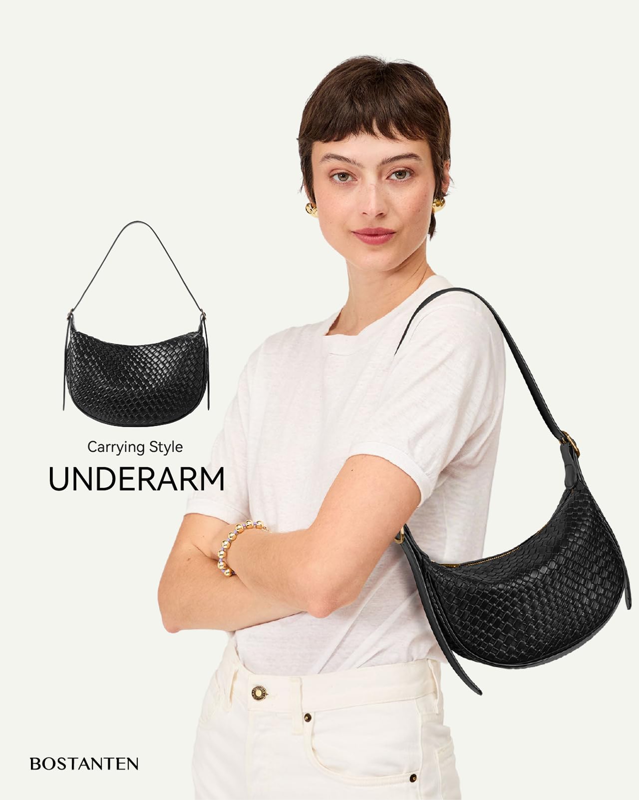 BOSTANTEN Purses for Women Small Crossbody Bags Crescent Shoulder Bag Hobo Handbag with Adjustable Strap