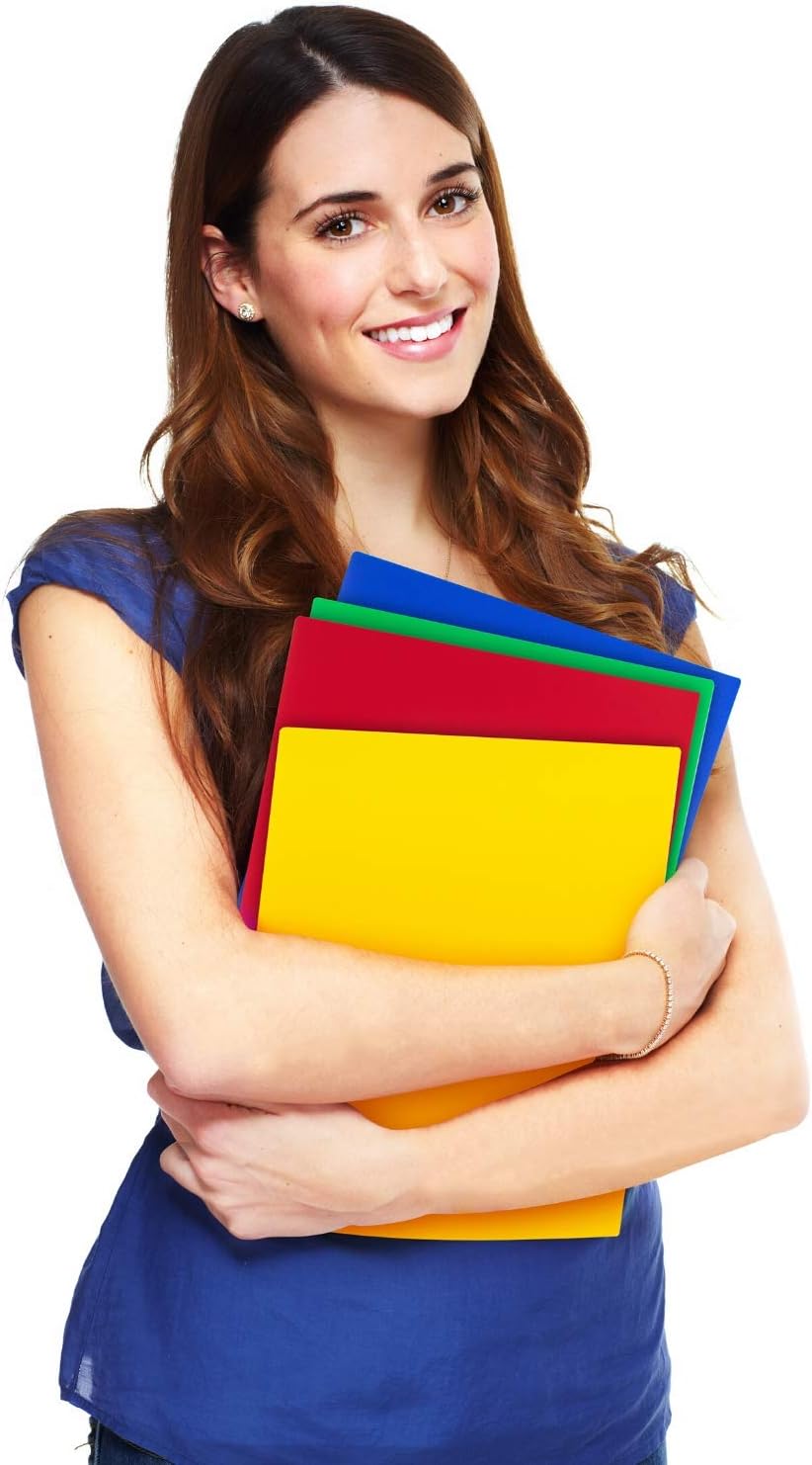 Dunwell Colored Pocket Folders, 2-Pocket File Folders (6 Pack, Colorful) School Folders, Plastic Folders with Labels, Two Pocket Folders, Letter Size File Folders with Pockets, Colored File Folders : Office Products