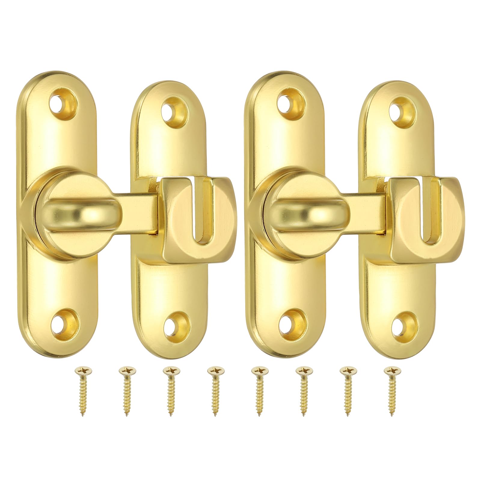 PATIKIL 2 Pack Flip Sliding Door Latch Safety Bar Gate Lock Hardware for Cabinet Bathroom Bedroom Garden, Gold