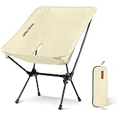 CAMEL CROWN Portable Camping Chair Folding Compact Lawn Lightweight Backpacking Chair with Carry Bag for Outdoor Hiking Beach Travel Picnic Festival White