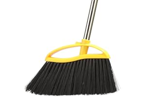Gloffer Soft Bristles Broom for Indoor Sweeping, Household Cleaning Angle Broom with 55inch Long Handle for Home Office Hardw