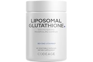Codeage Liposomal Glutathione 1000 mg Supplement, High-Potency Reduced L-Glutathione - Liposomal Delivery - Phospholipids - Non-GMO, Gluten-Free - 60 Capsules