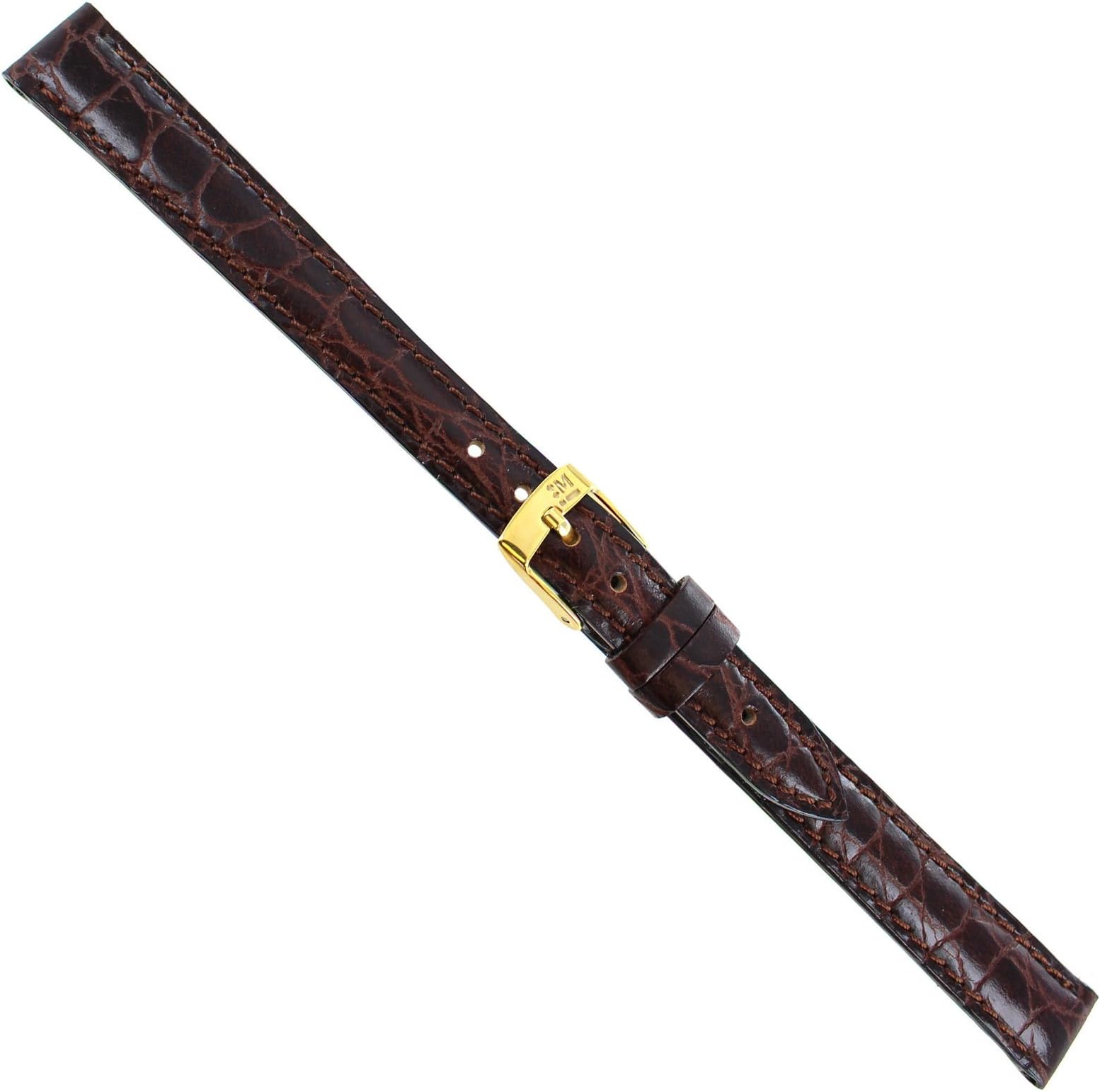 12mm Morellato Crocodile Grain Brown Padded Leather Ladies Watch Band x-Long 751