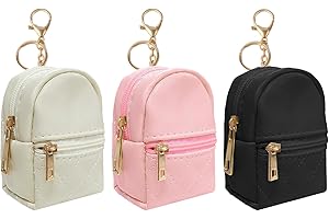 LYDZTION 3Pcs Mini Backpack Cute Cosmetic Bag for Women,PU Leather Makeup Bag Key Pocket Lipstick Bag Card Holder Data Cable Organizer Zipper Pouch,Black Beige Pink