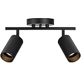 Globe Electric 64000114 2-Light Track Lighting Spotlight, Matte Black Finish, Ribbed Shades, Adjustable Heads, Compact 12-Inc