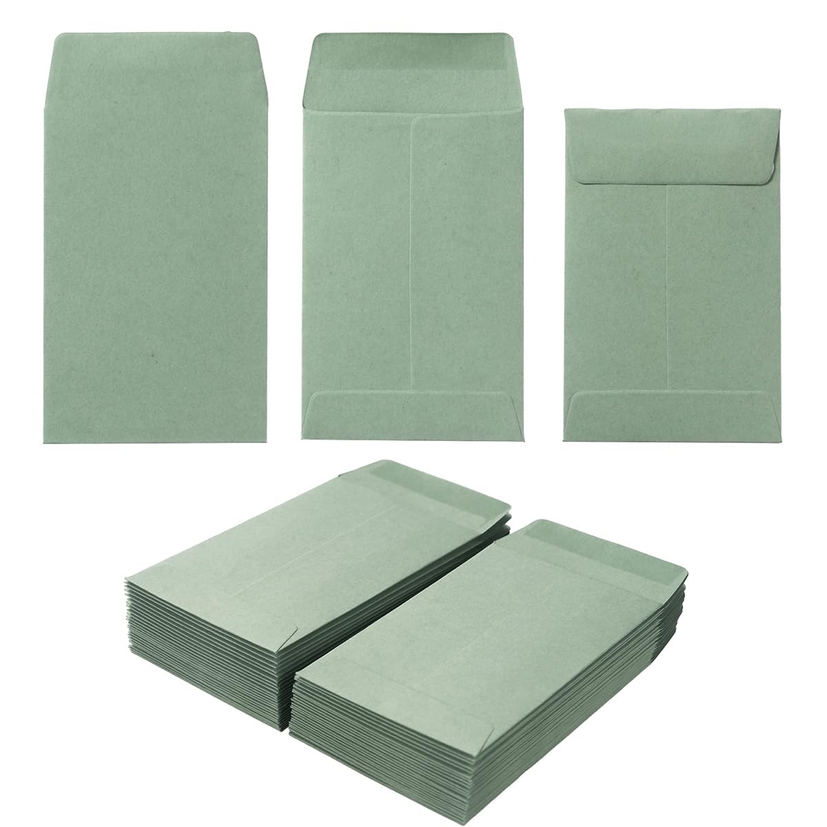 Photo 1 of 200 Pieces Sage Green Small Coin Envelopes Self-Adhesive for Garden, Office or Wedding, 2.25x3.5 inches