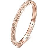 Fashion Month Womens 2mm Stainless Steel Rose Gold Sand Blast Finish Wedding Band Engagement Domed Thin Edge Ring
