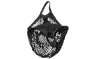 Cotton Mesh Bag Shopping Tote Bag Reusable Bag Shopping Net Bags For Shopping Picnic s Or Trips Use 1Pcs Black Practical and 