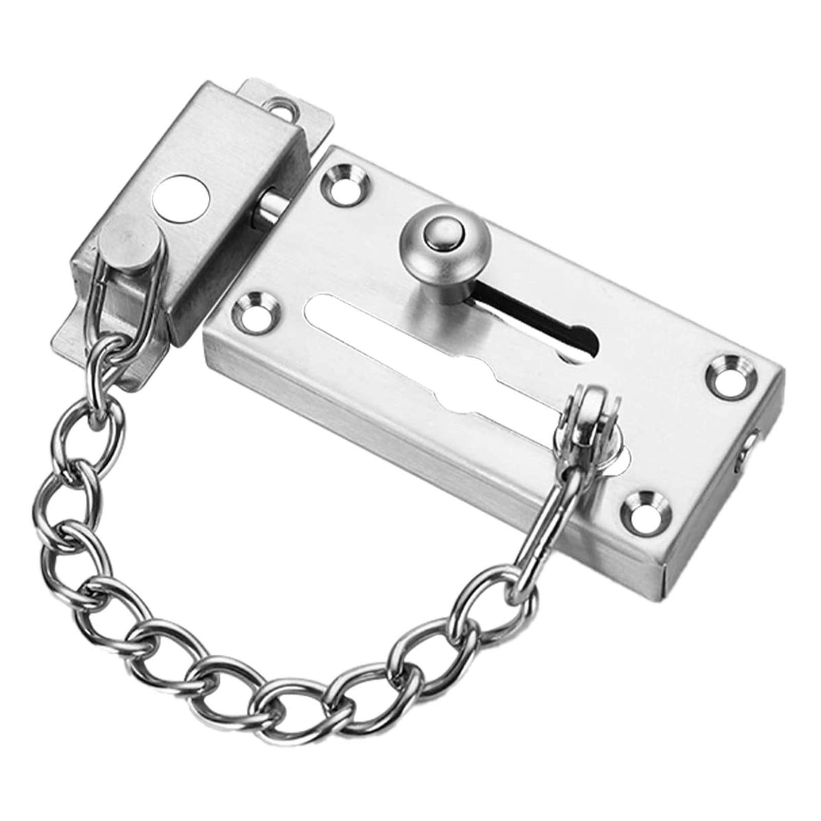 1 Pcs Stainless Steel Slide Bolt Door Chain Latch Gate Latches, Safety Door Lock Internal with Anti Theft Chain, Door Restrictor for Privacy and Safety for Family, Hotel, Apartment, Courtyard