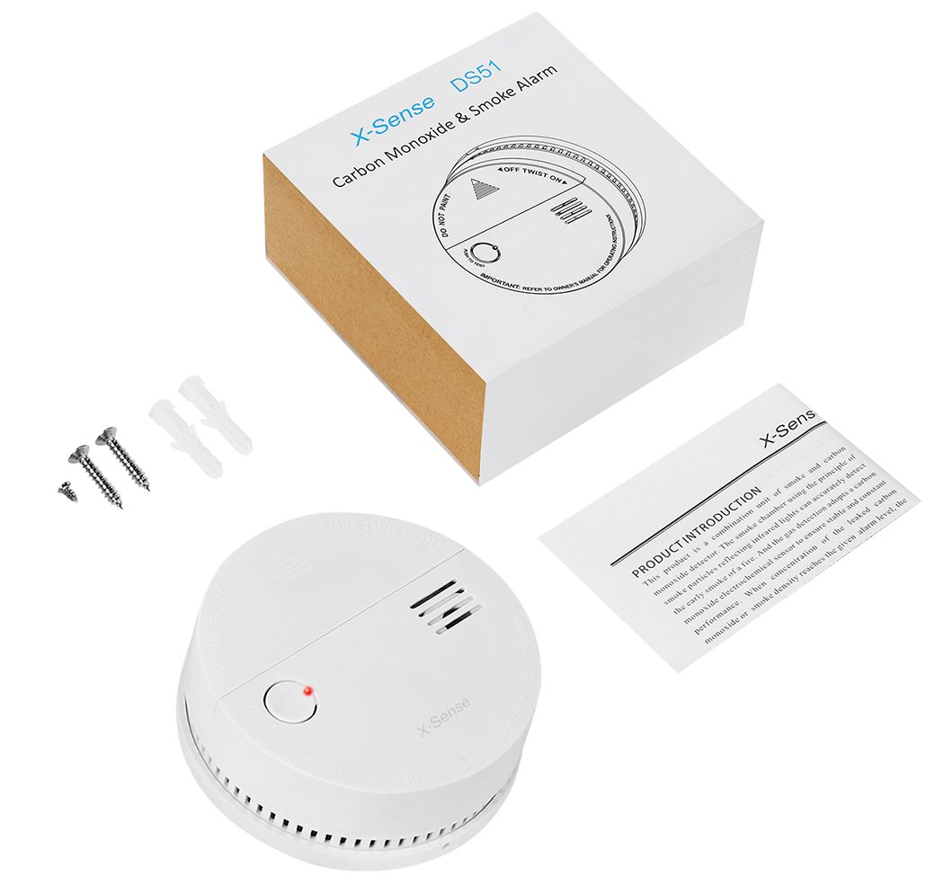 Detector de humo y monóxido de carbono X-Sense DS51, funciona con ...