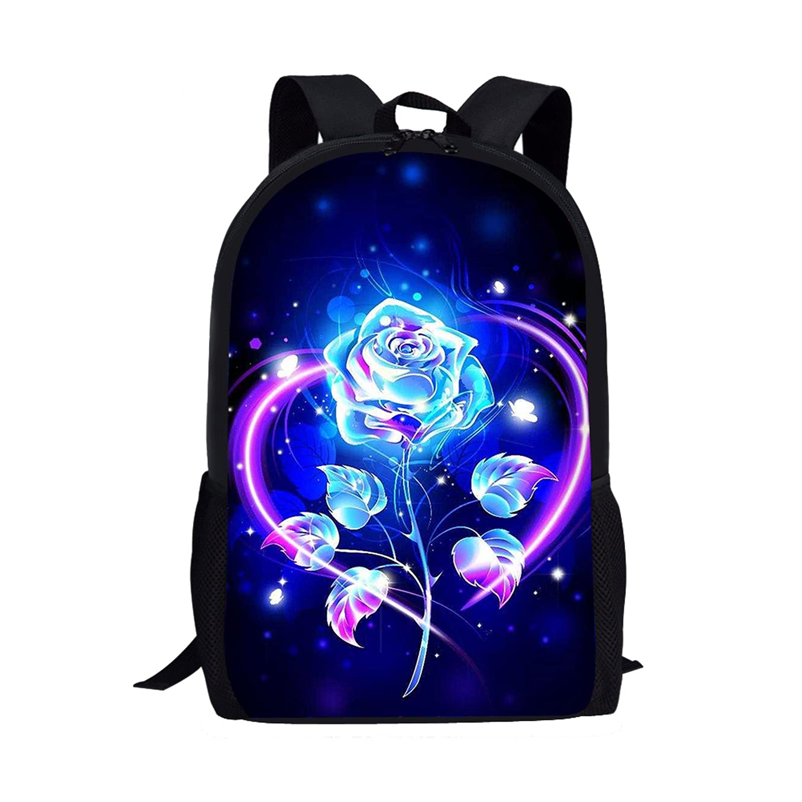 Showudesigns Rose Galaxy Backpack for Girls Ruck Sack Bags Teen Elementary School Bags Bookbag Personalised Knapsack
