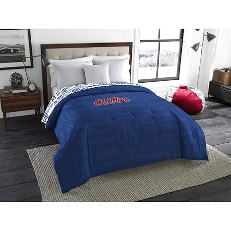 Amazon Com Dos 1pc Ncaa Ole Miss Rebels Comforter Twin Full Blue