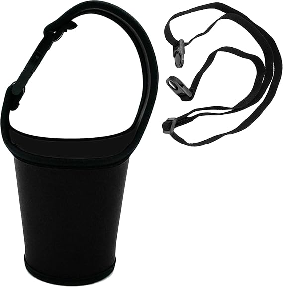 Reusable Cup Bottle Sleeve Carrier Holder Cover with Buckle Handle Adjustable Shoulder Strap for
