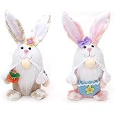 ZVZKC 2 Pcs Easter Gnomes Plush, Easter Stuffed Gnomes Decorations, Gnomes Bunny Easter Day Decorations, Spring Rabbit Stuffe
