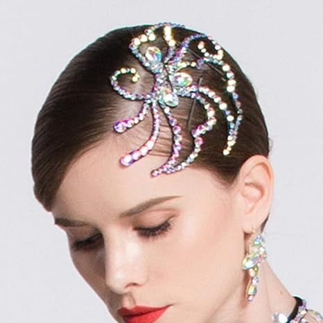 Professional Ballroom Dance Headdress With Rhinestone Latin Dance