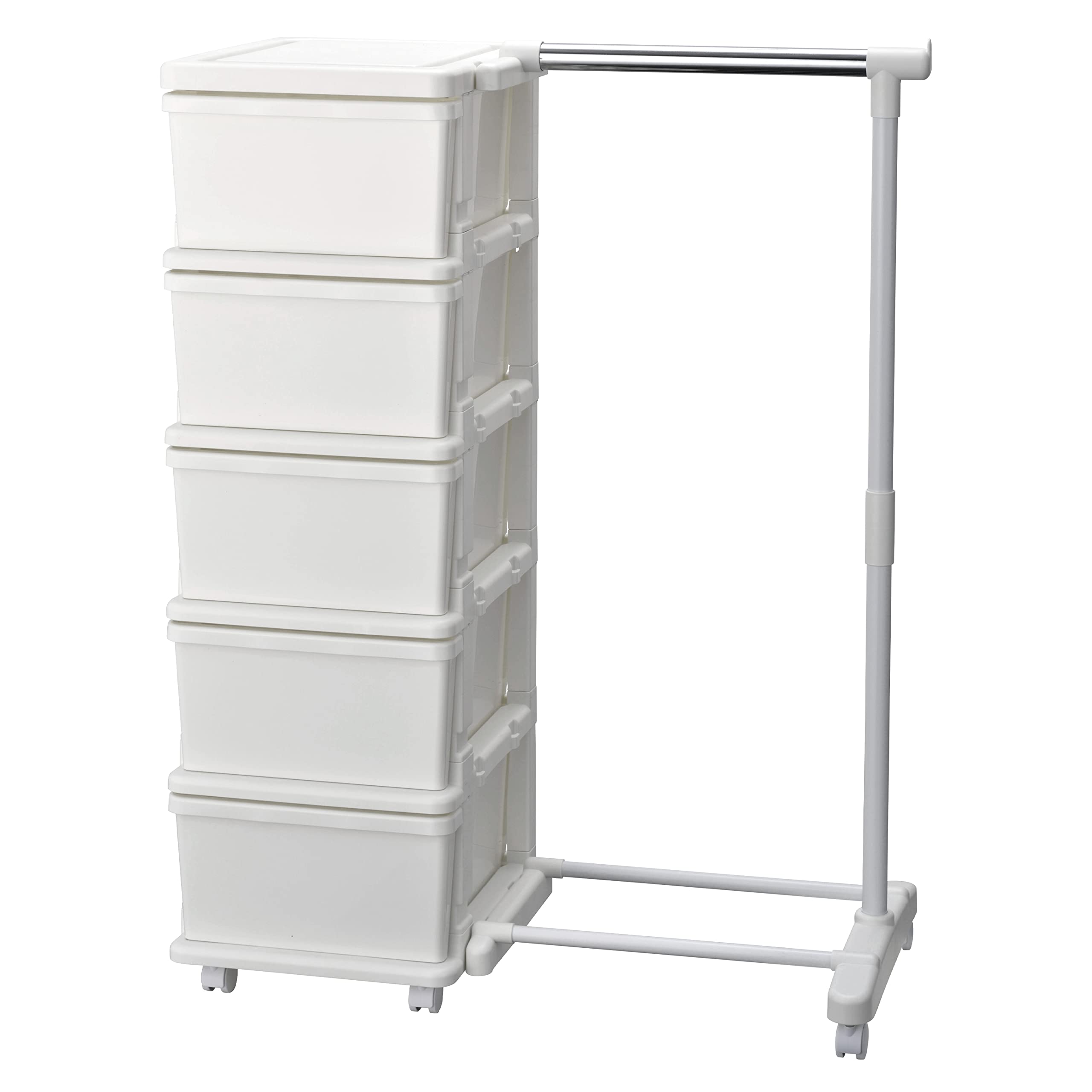 JEJアステージ(JEJ Astage) JEJアステージ 収納ケース シーズユニット5段ハンガー付 ホワイト 簡単組立 日本製 幅83.5×奥行42×高さ111.2cm商品画像