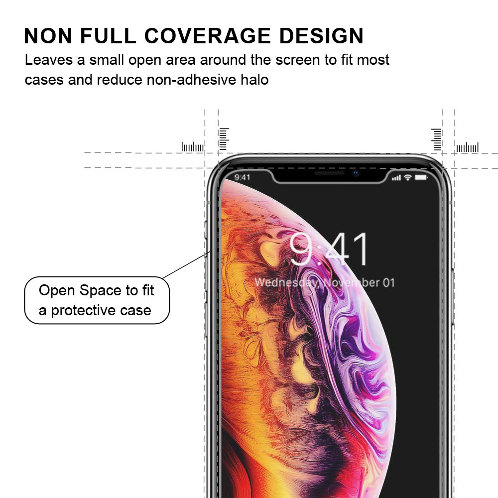 GLASS-M [2 Pack] Tempered Glass Screen Protector Compatible with iPhone XS Max 6.5 inch, [Not Full Cover] Case Friendly Screen Protector Film