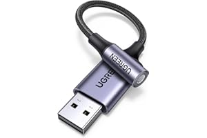 UGREEN USB to 3.5mm Audio Jack, USB A Sound Card Adapter Support Mic TRRS Headphone DAC Chip USB to Aux Nylon Braided Cable C