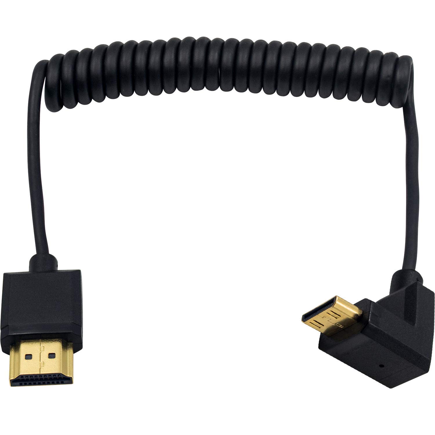 Duttek Mini HDMI to Standard HDMI Cable, Mini HDMI to HDMI Coiled Cable, Ultra-Thin HDMI Male to Mini HDMI Male Coiled Cable Support 4K Ultra HD, 1080p, 3D (HDMI 2.0) (1.2M/4FT) (UP Angle)