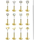 Xnsjeyy 20G 18G 16G Threadless Flat Back Earrings Nose Studs 316L Surgical Steel Tragus Forward Helix Conch Cartilage Lobe Earrings Stud Medusa Labret Monroe Lip Ring Piercing Jewelry For Women Men