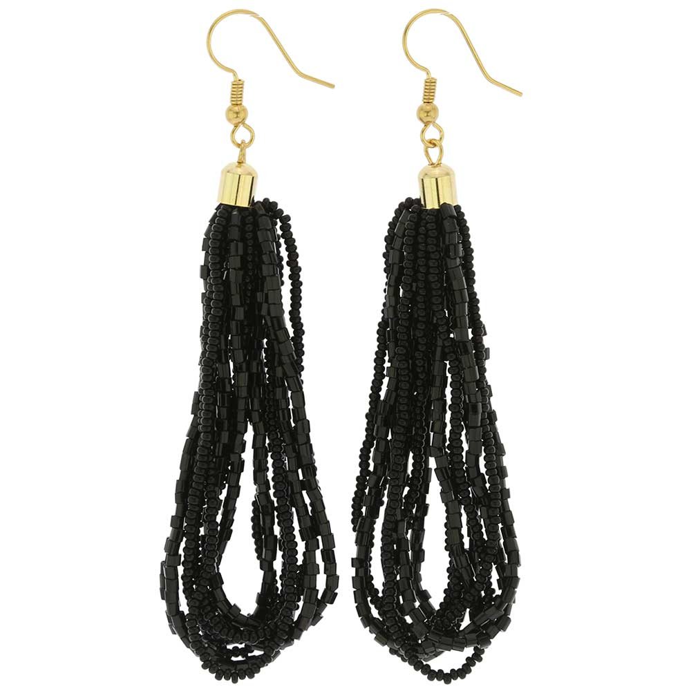 Glass Of Venice Murano Glass Gloriosa Seed Bead Earrings - Black