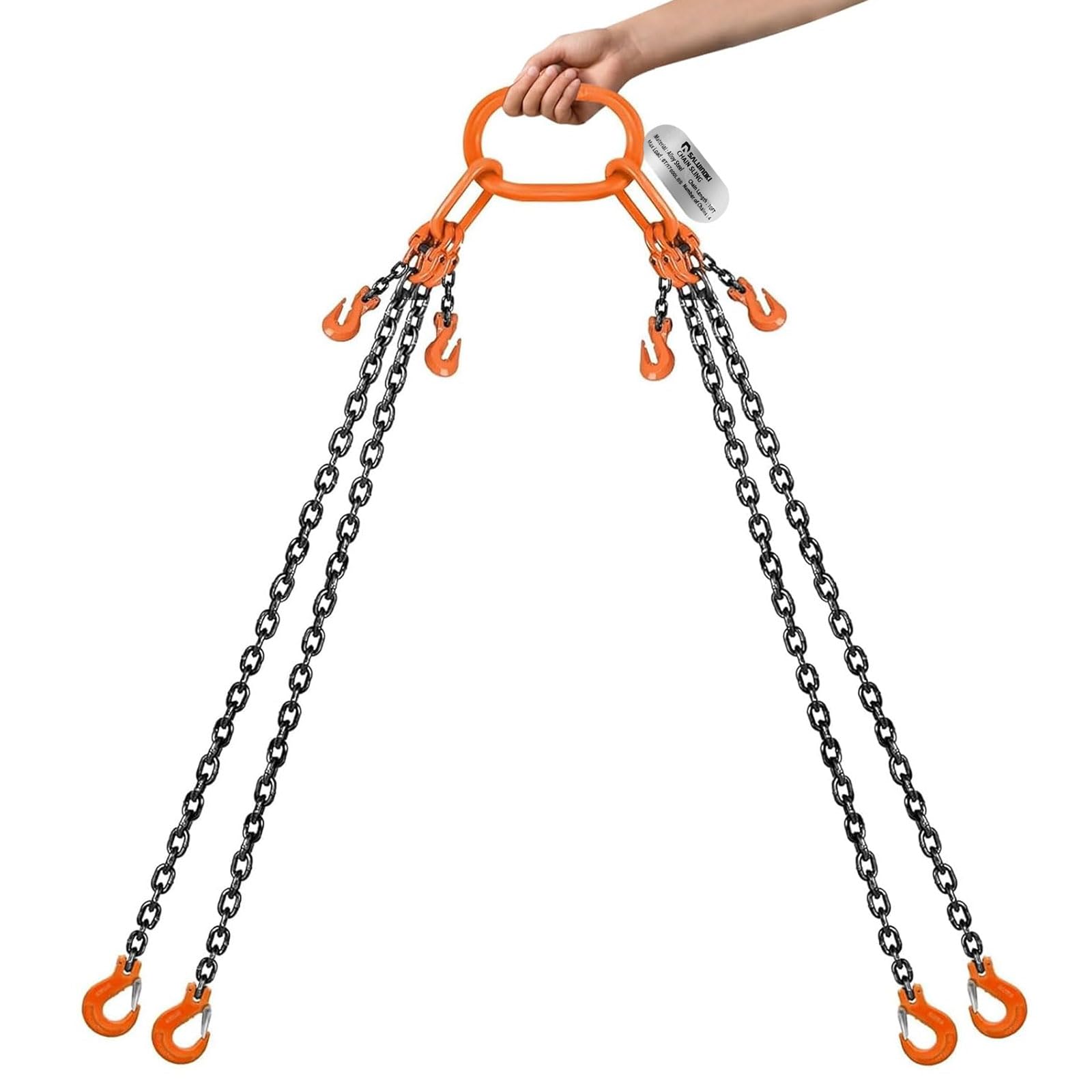 Photo 1 of **DIRT**SALUINOKI 4 Leg Chain Sling for Lifting with Hooks Heavy Duty 8 Ton 1 inch x 10 FT 17,600 lbs 4 Point Lift Chains Rigging